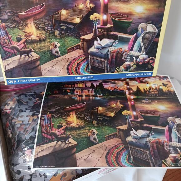 "Summer Evening" 500-Piece Puzzle White Mountain by Olga POSTER Included - Picture 2 of 2